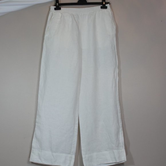 Grade&Gather 100% Linen white woman straight leg pant 4 pockets size Medium - Picture 2 of 9